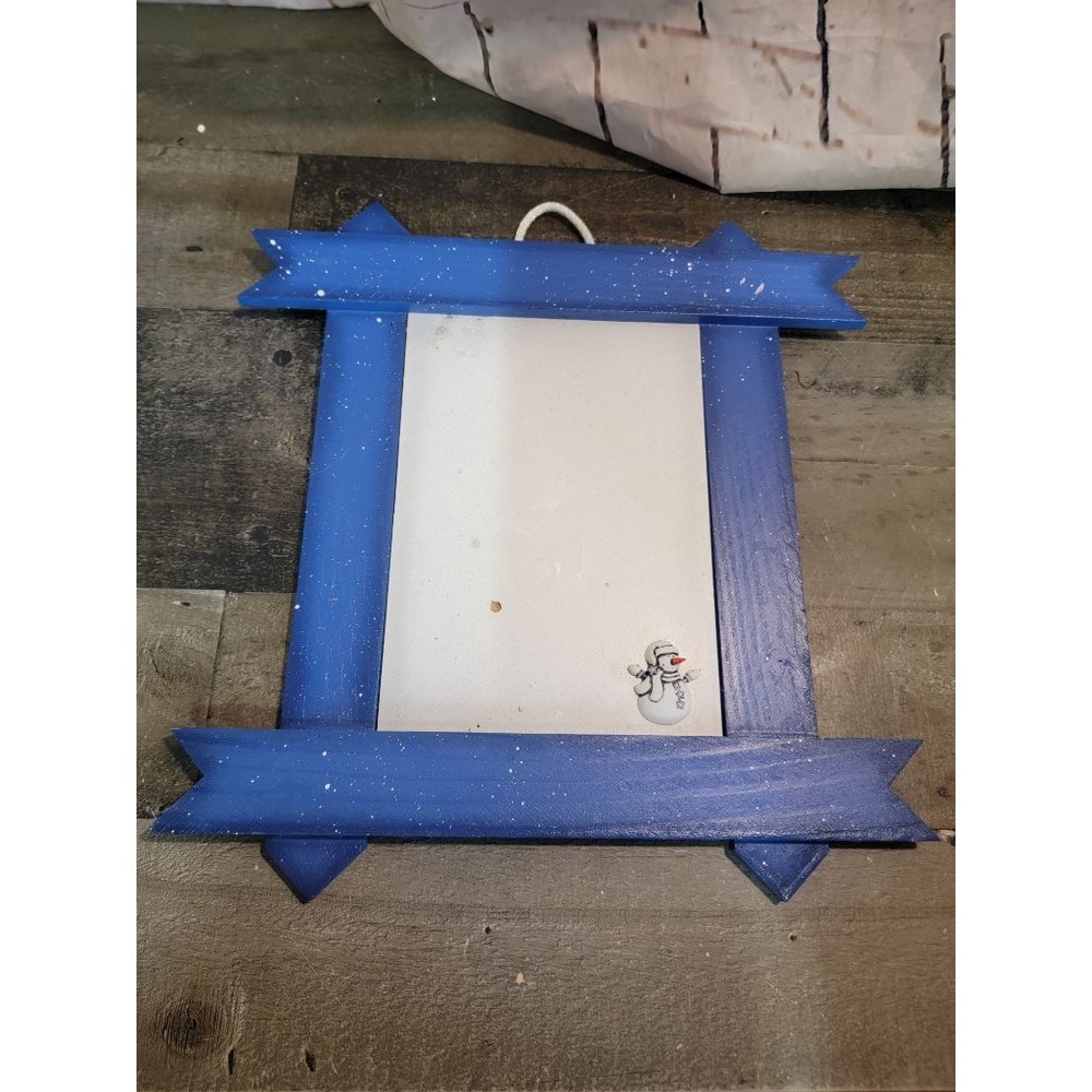 Wooden frame snow snowman xmas sign‎ decor